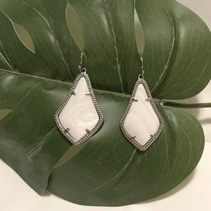 Kendra Scott, silver and white drop earrings. Worn once. Excellent condition.